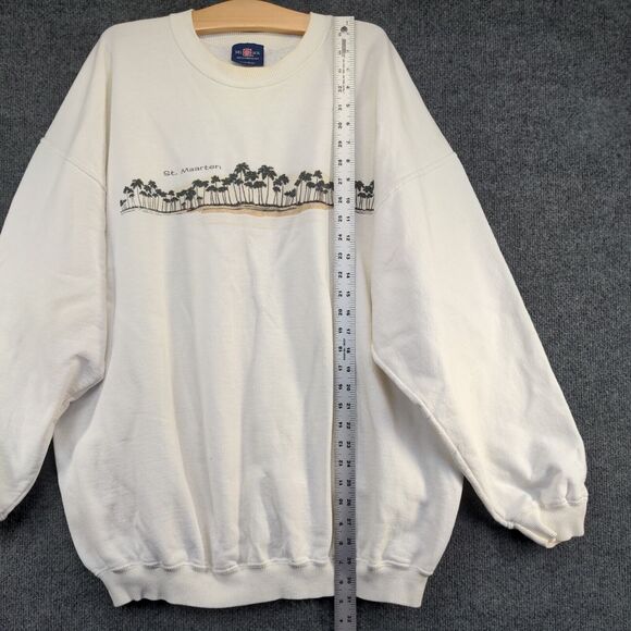 Del Sol Men's St. Maarten Pullover Crew Neck Sweatshirt White XXL Heavyweight - Picture 14 of 16